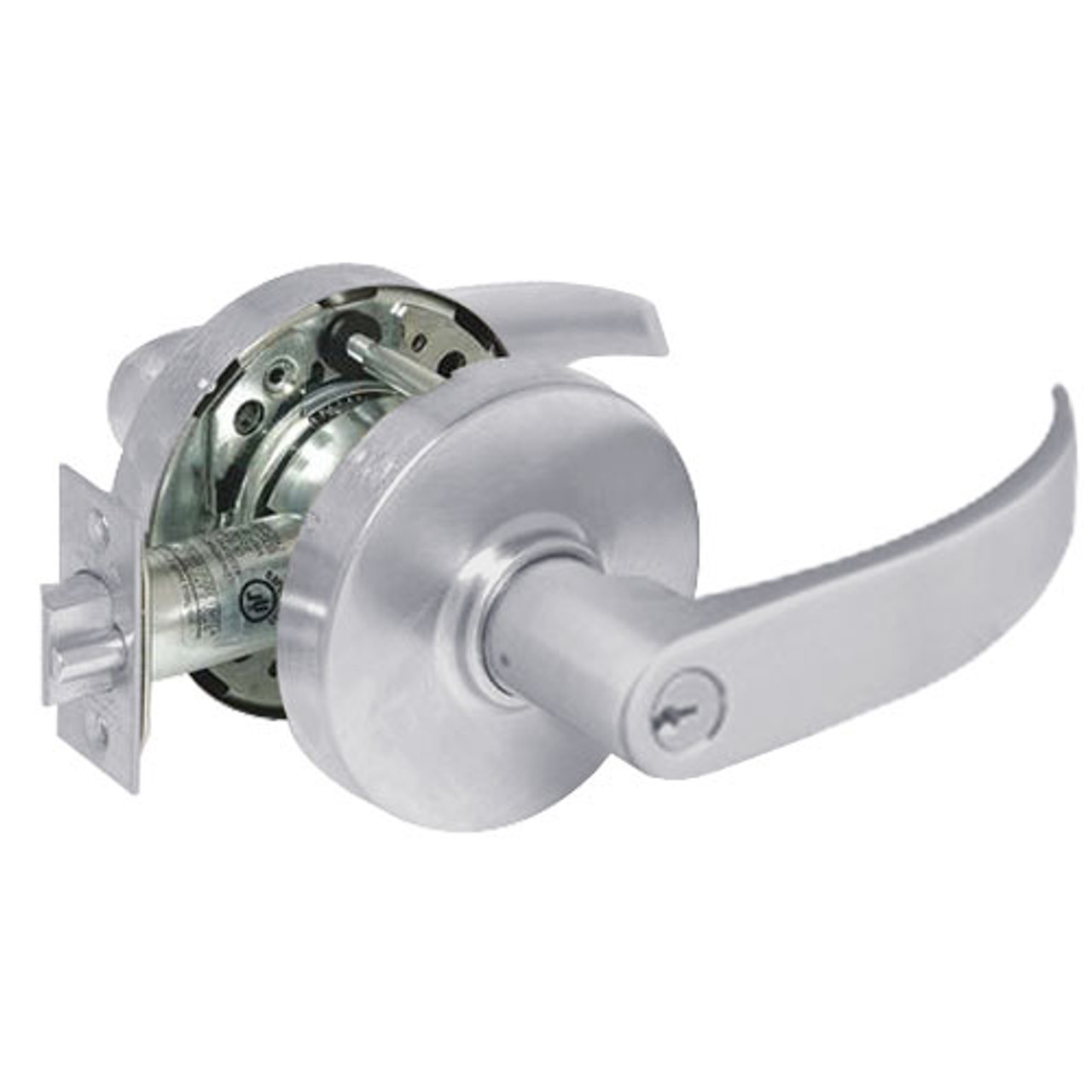 28-10G38-LP-26D Sargent 10 Line Cylindrical Classroom Locks with P Lever Design and L Rose in Satin Chrome