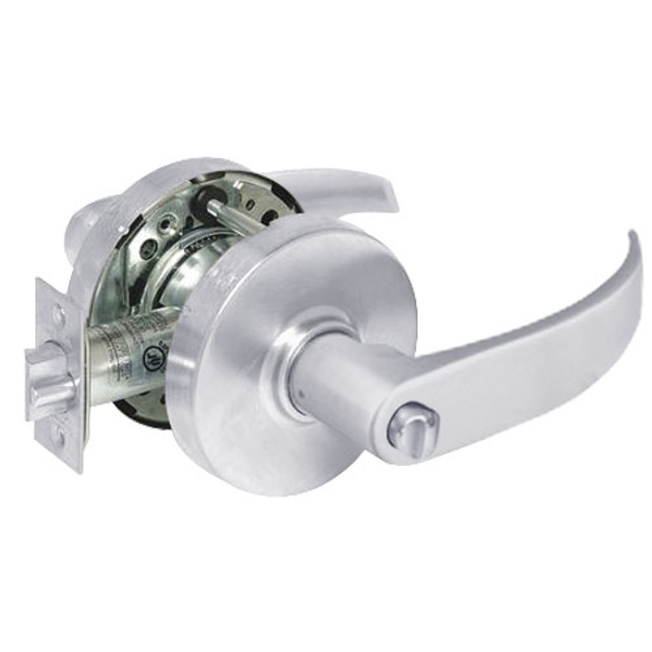 28-10U68-LP-26 Sargent 10 Line Cylindrical Hospital Privacy Locks with P Lever Design and L Rose in Bright Chrome