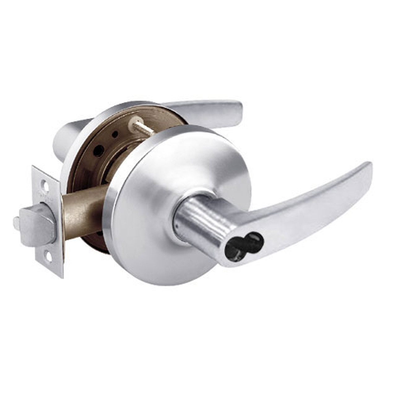 2860-10G04-GB-26 Sargent 10 Line Cylindrical Storeroom/Closet Locks with B Lever Design and G Rose Prepped for LFIC in Bright Chrome