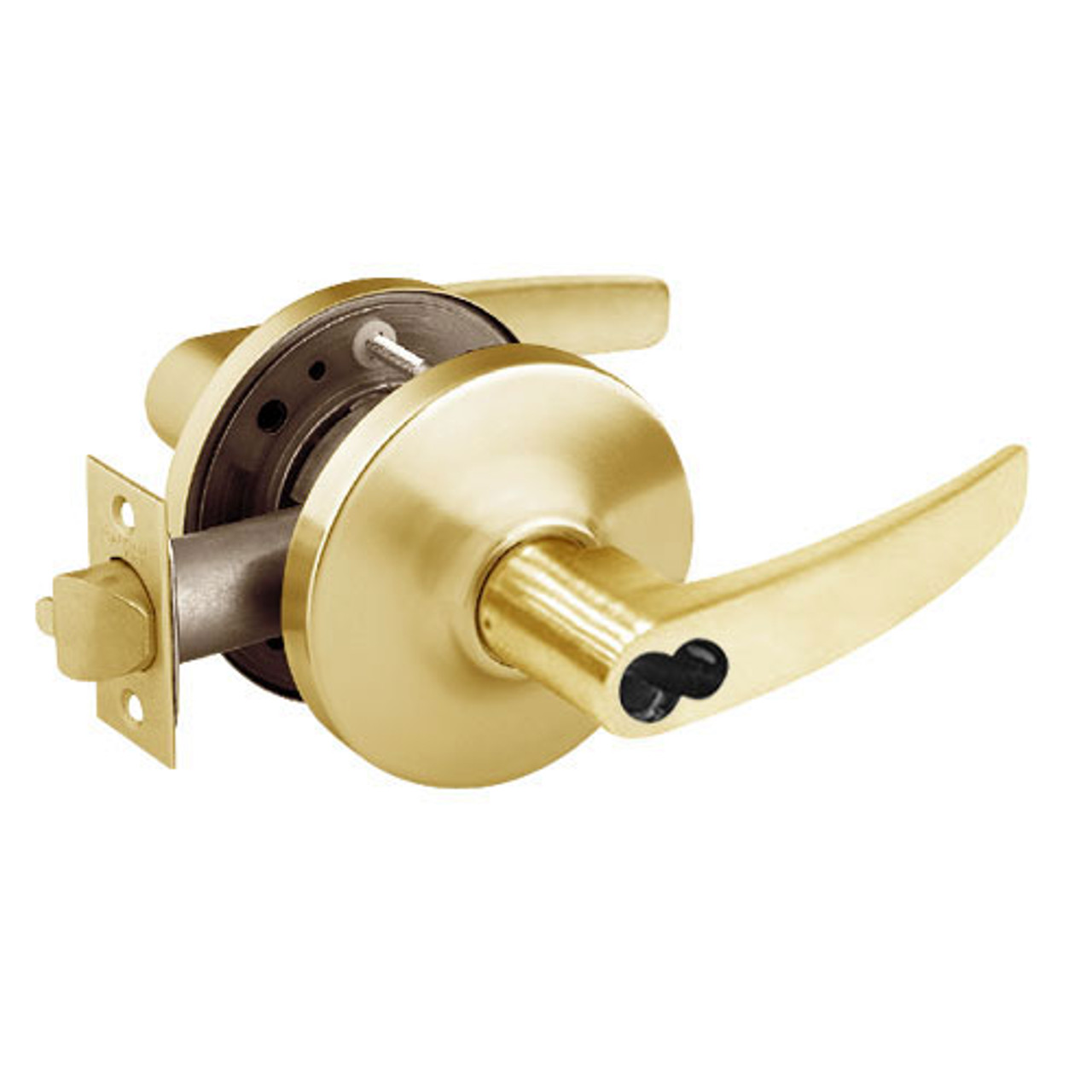 2860-10G04-GB-03 Sargent 10 Line Cylindrical Storeroom/Closet Locks with B Lever Design and G Rose Prepped for LFIC in Bright Brass