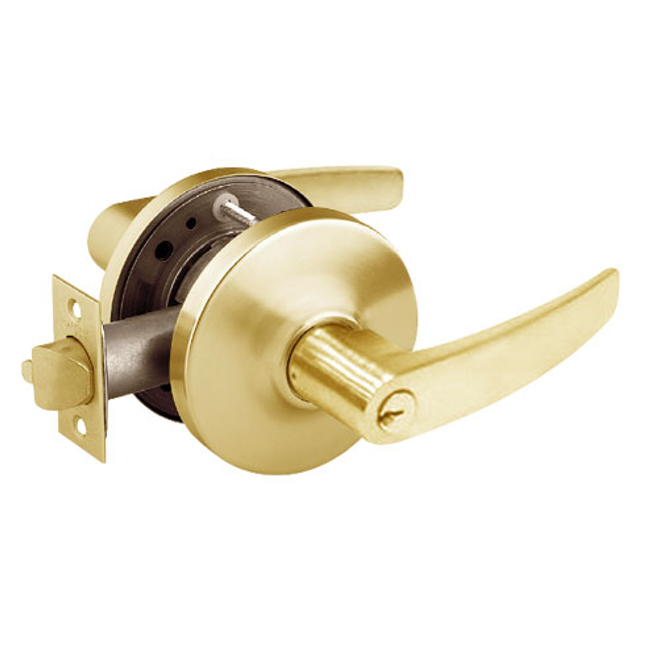 28-10G04-GB-03 Sargent 10 Line Cylindrical Storeroom/Closet Locks with B Lever Design and G Rose in Bright Brass