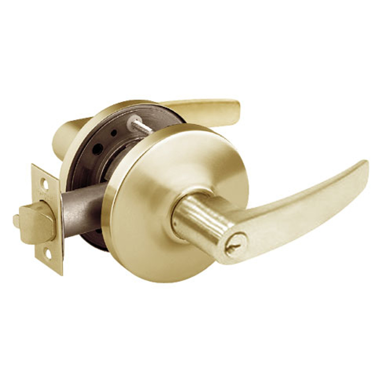 28-10G16-GB-04 Sargent 10 Line Cylindrical Classroom Locks with B Lever Design and G Rose in Satin Brass