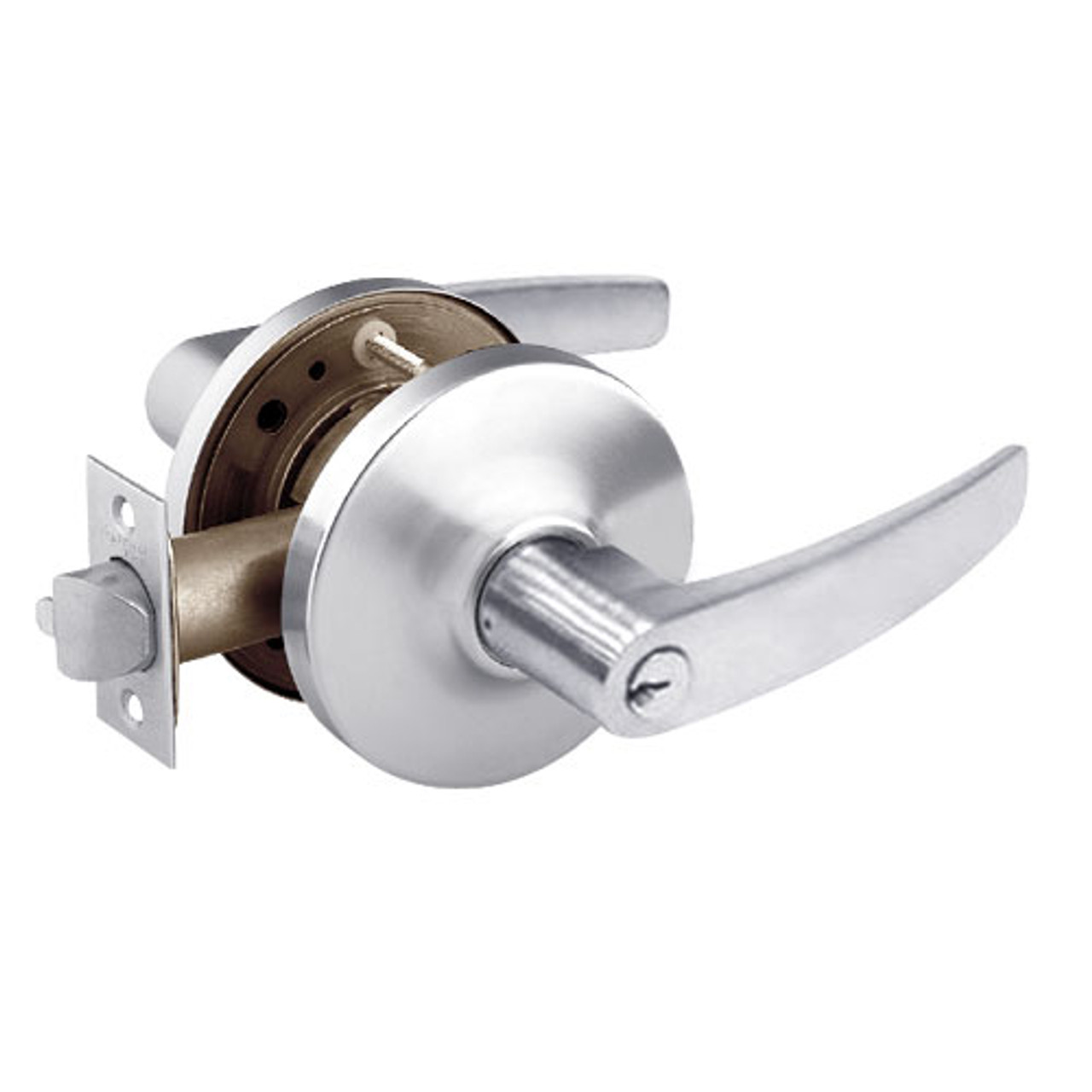 28-10G38-GB-26 Sargent 10 Line Cylindrical Classroom Locks with B Lever Design and G Rose in Bright Chrome