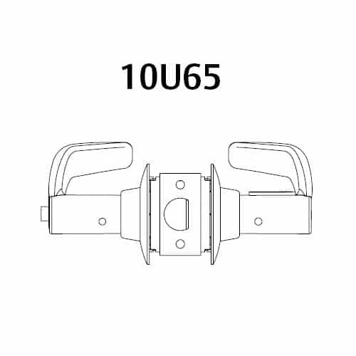 28-10U65-GB-26 Sargent 10 Line Cylindrical Privacy Locks with B Lever Design and G Rose in Bright Chrome