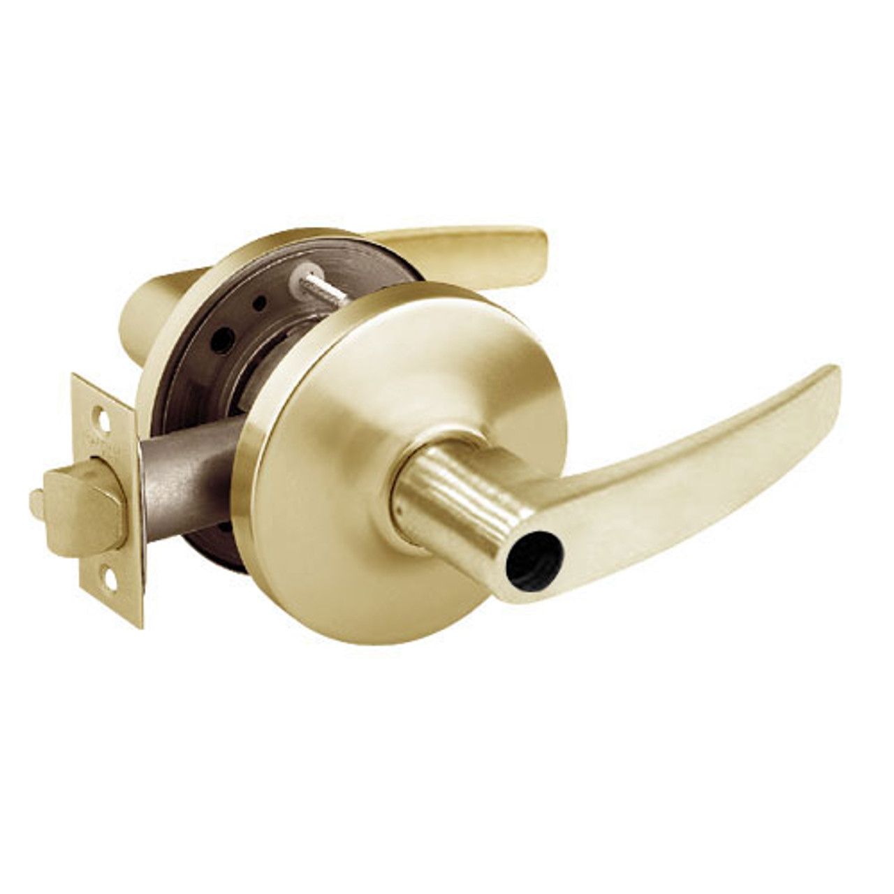28LC-10G17-GB-04 Sargent 10 Line Cylindrical Institutional Locks with B Lever Design and G Rose Less Cylinder in Satin Brass