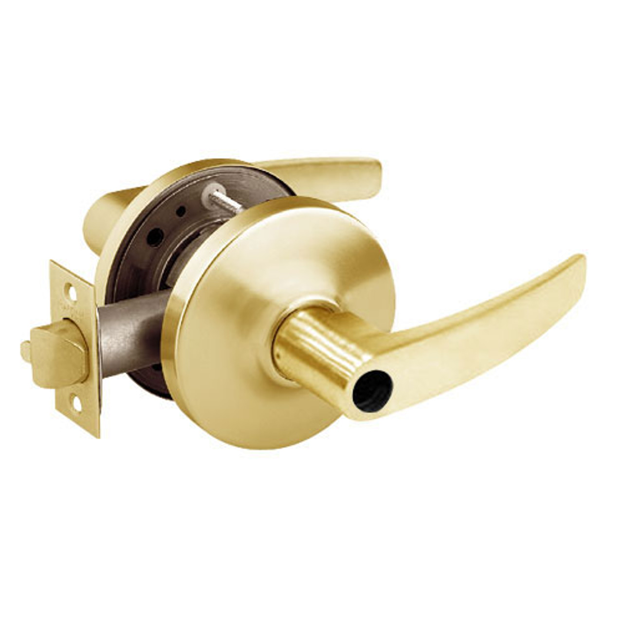 28LC-10G38-GB-03 Sargent 10 Line Cylindrical Classroom Locks with B Lever Design and G Rose Less Cylinder in Bright Brass