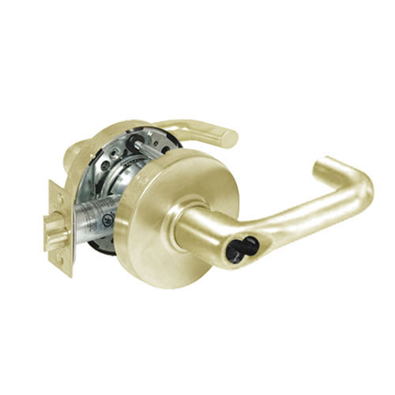 2860-10G54-LJ-04 Sargent 10 Line Cylindrical Dormitory Locks with J Lever Design and L Rose Prepped for LFIC in Satin Brass