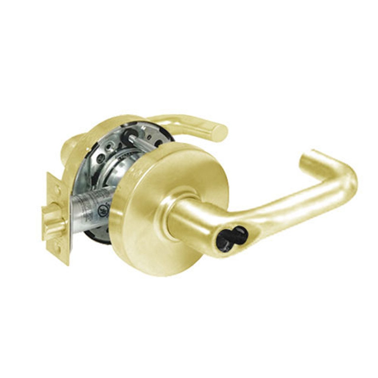 2860-10G26-LJ-03 Sargent 10 Line Cylindrical Storeroom Locks with J Lever Design and L Rose Prepped for LFIC in Bright Brass