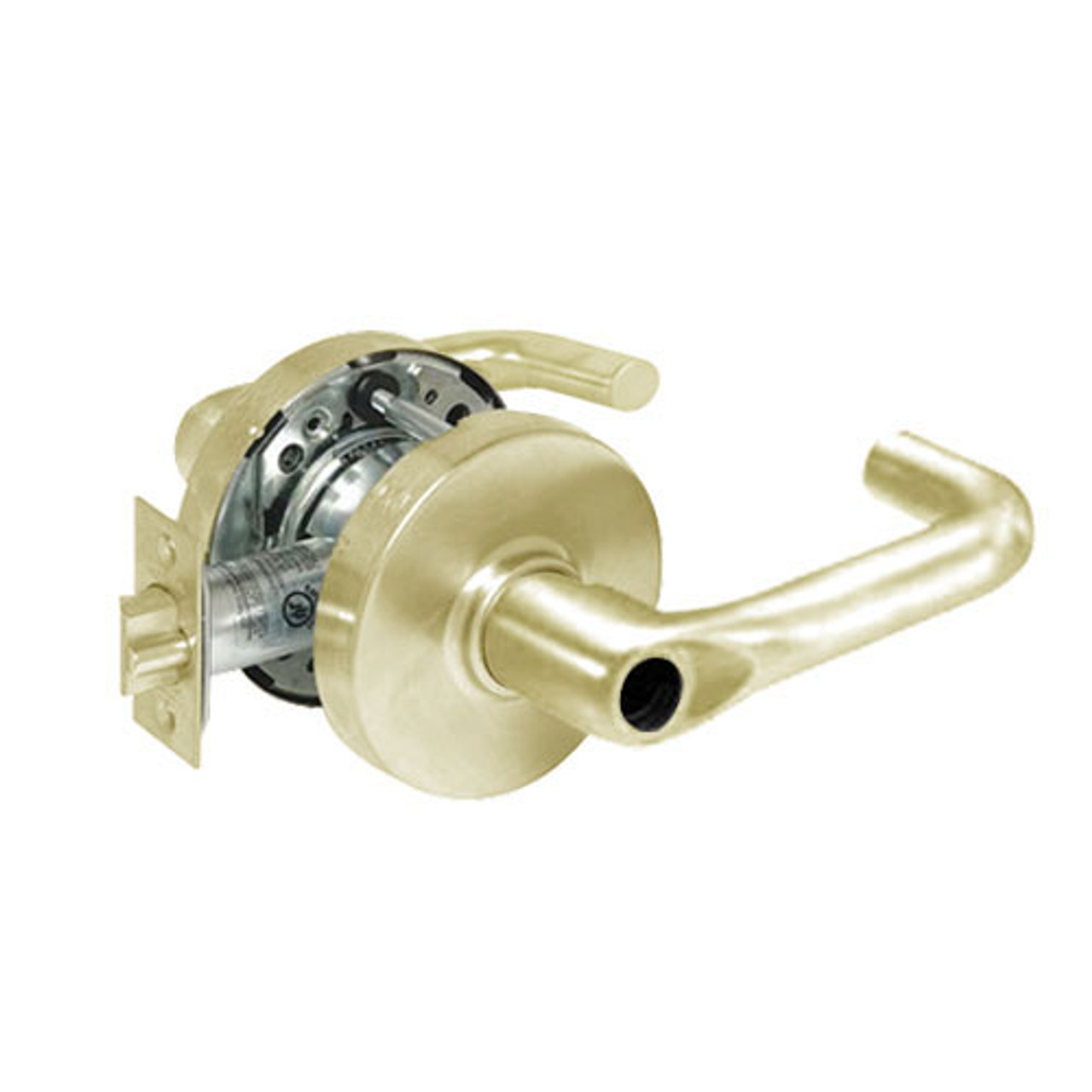 28LC-10G04-LJ-04 Sargent 10 Line Cylindrical Storeroom/Closet Locks with J Lever Design and L Rose Less Cylinder in Satin Brass