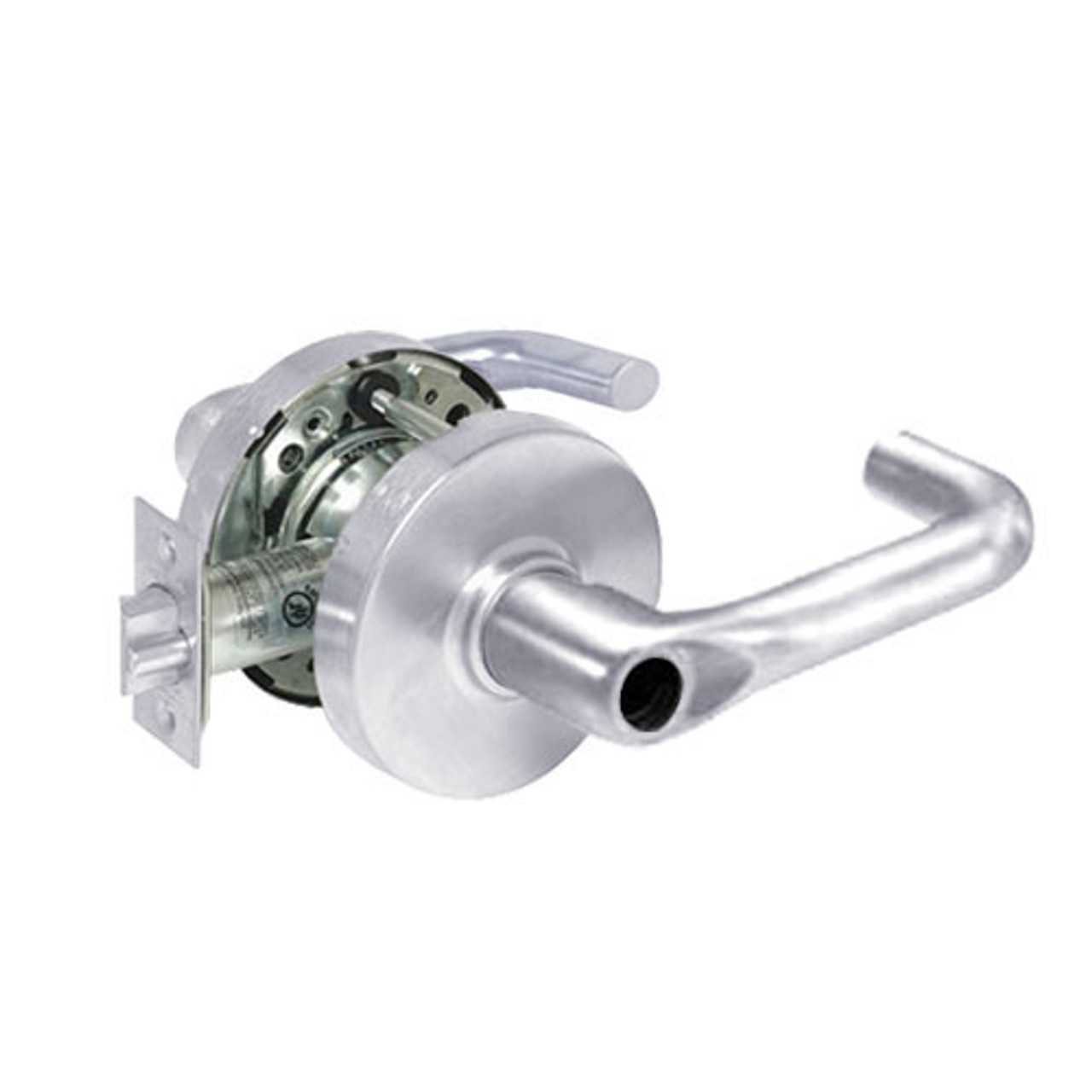28LC-10G24-LJ-26 Sargent 10 Line Cylindrical Entry Locks with J Lever Design and L Rose Less Cylinder in Bright Chrome