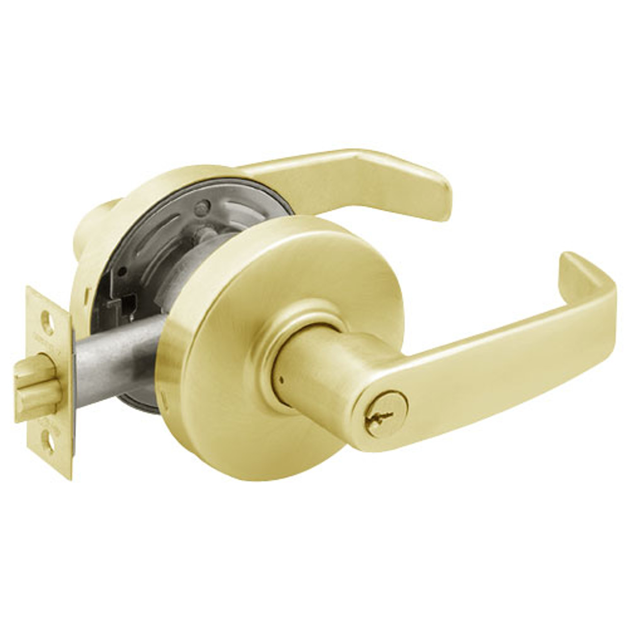 28-7G37-LL-04 Sargent 7 Line Cylindrical Classroom Locks with L Lever Design and L Rose in Satin Brass