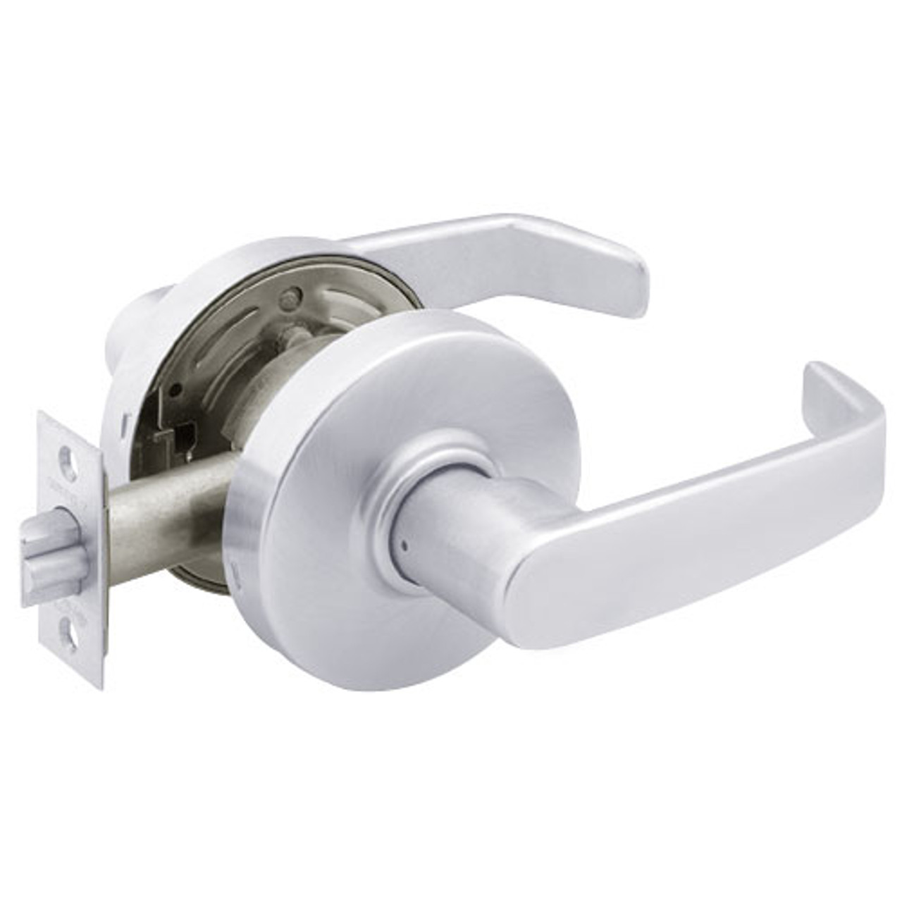 28-7U65-LL-26 Sargent 7 Line Cylindrical Privacy Locks with L Lever Design and L Rose in Bright Chrome