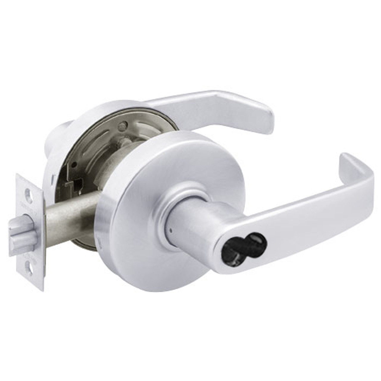 2860-7G05-LL-26 Sargent 7 Line Cylindrical Entrance/Office Locks with L Lever Design and L Rose Prepped for LFIC in Bright Chrome