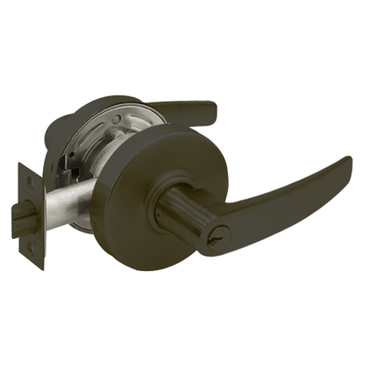 28-7G04-LB-10B Sargent 7 Line Cylindrical Storeroom/Closet Locks with B Lever Design and L Rose in Oxidized Dull Bronze