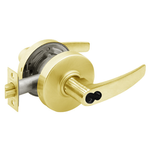 2860-7G04-LB-03 Sargent 7 Line Cylindrical Storeroom/Closet Locks with B Lever Design and L Rose Prepped for LFIC in Bright Brass