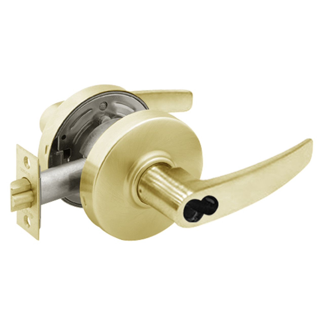 2860-7G04-LB-04 Sargent 7 Line Cylindrical Storeroom/Closet Locks with B Lever Design and L Rose Prepped for LFIC in Satin Brass