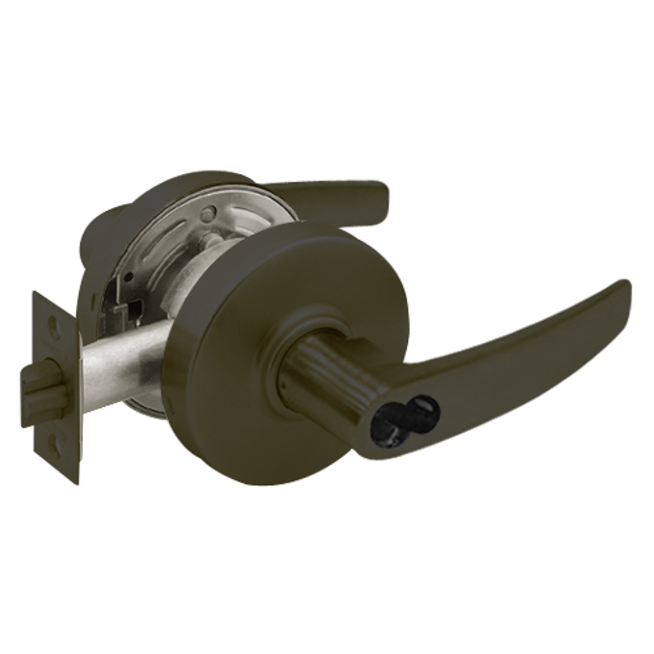 2860-7G04-LB-10B Sargent 7 Line Cylindrical Storeroom/Closet Locks with B Lever Design and L Rose Prepped for LFIC in Oxidized Dull Bronze