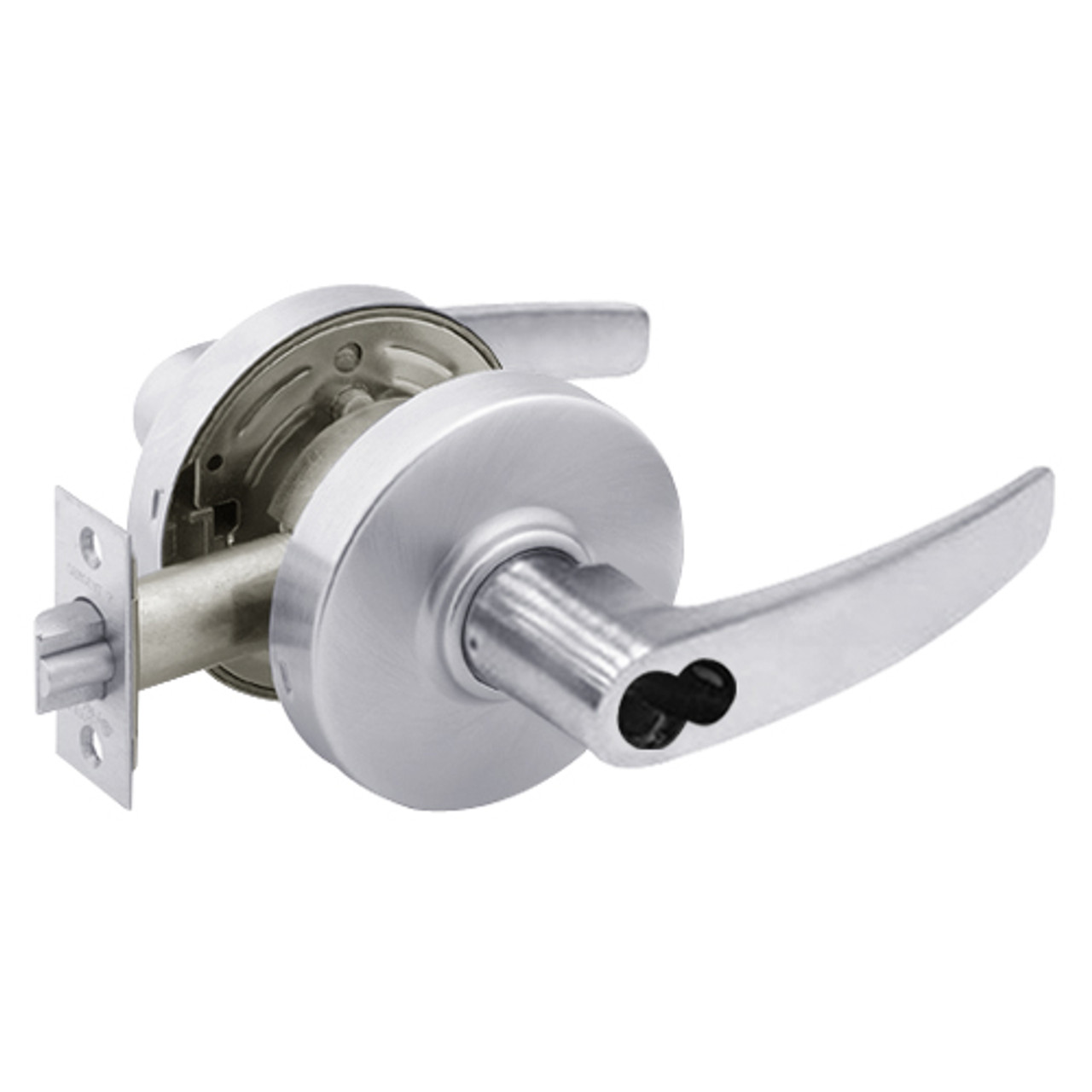 2860-7G37-LB-26 Sargent 7 Line Cylindrical Classroom Locks with B Lever Design and L Rose Prepped for LFIC in Bright Chrome