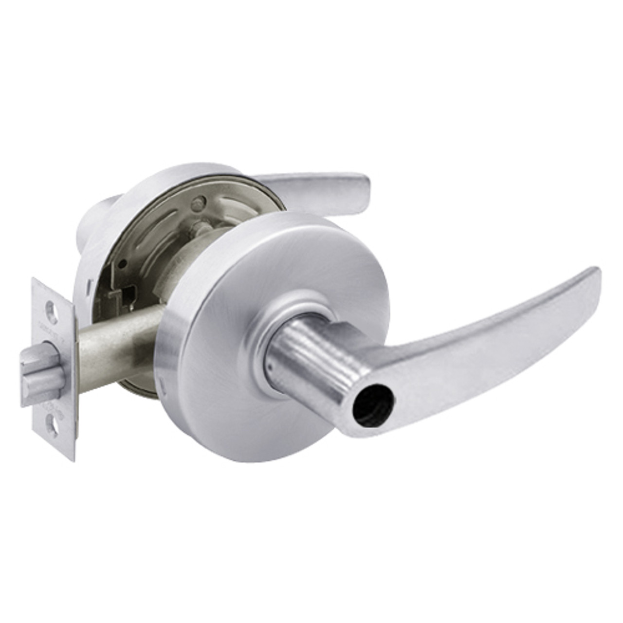 28LC-7G37-LB-26 Sargent 7 Line Cylindrical Classroom Locks with B Lever Design and L Rose Less Cylinder in Bright Chrome