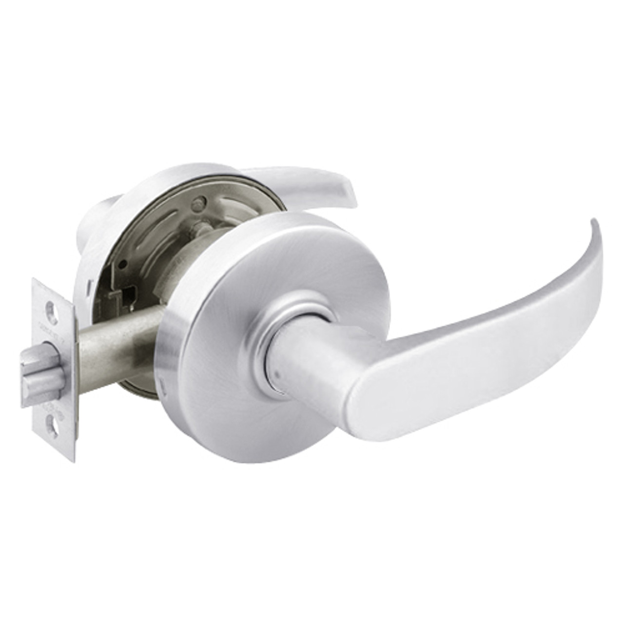 28-7U15-LP-26 Sargent 7 Line Cylindrical Passage Locks with P Lever Design and L Rose in Bright Chrome