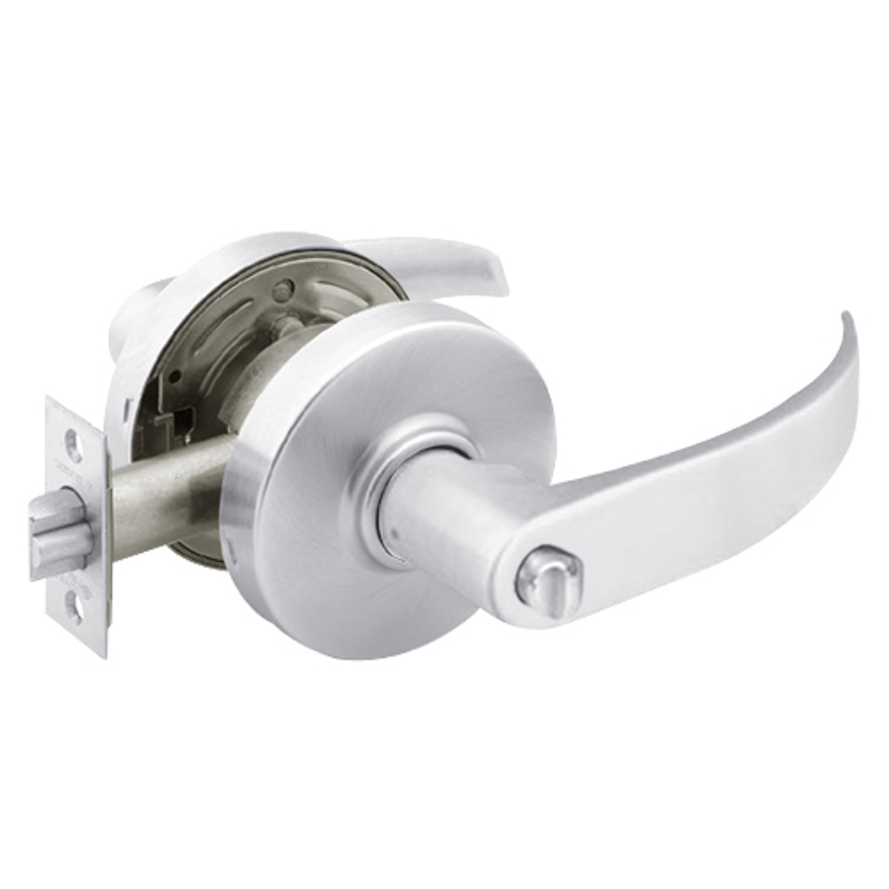 28-7U68-LP-26 Sargent 7 Line Cylindrical Hospital/Privacy Locks with P Lever Design and L Rose in Bright Chrome