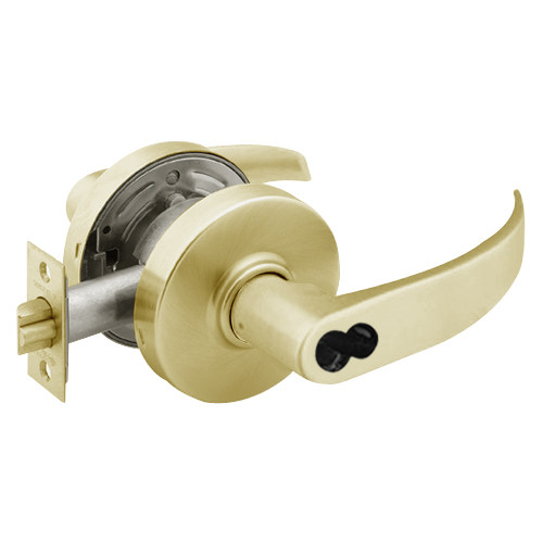 2860-7G37-LP-04 Sargent 7 Line Cylindrical Classroom Locks with P Lever Design and L Rose Prepped for LFIC in Satin Brass