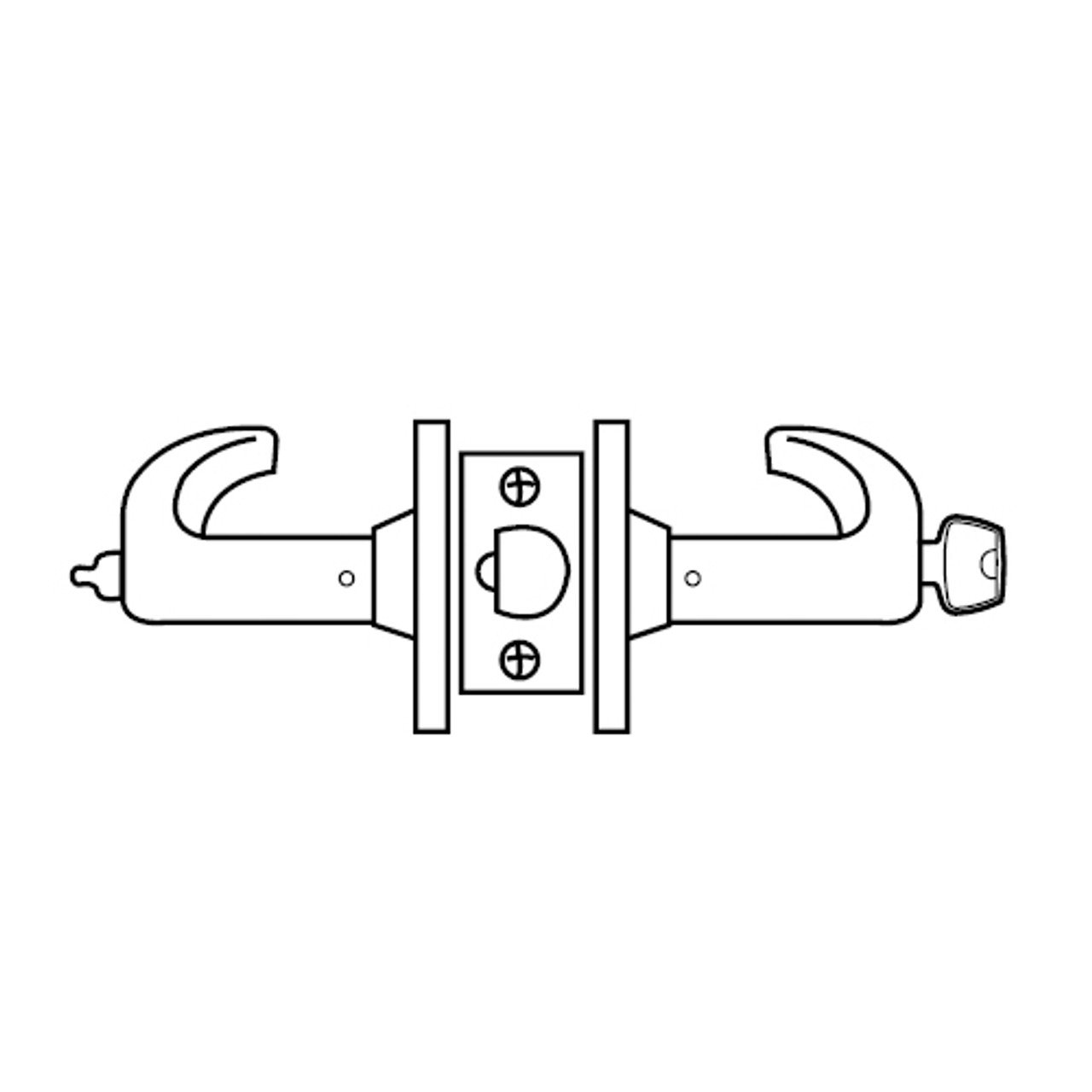 28-65G05-KL-04 Sargent 6500 Series Cylindrical Entrance/Office Locks with L Lever Design and K Rose in Satin Brass