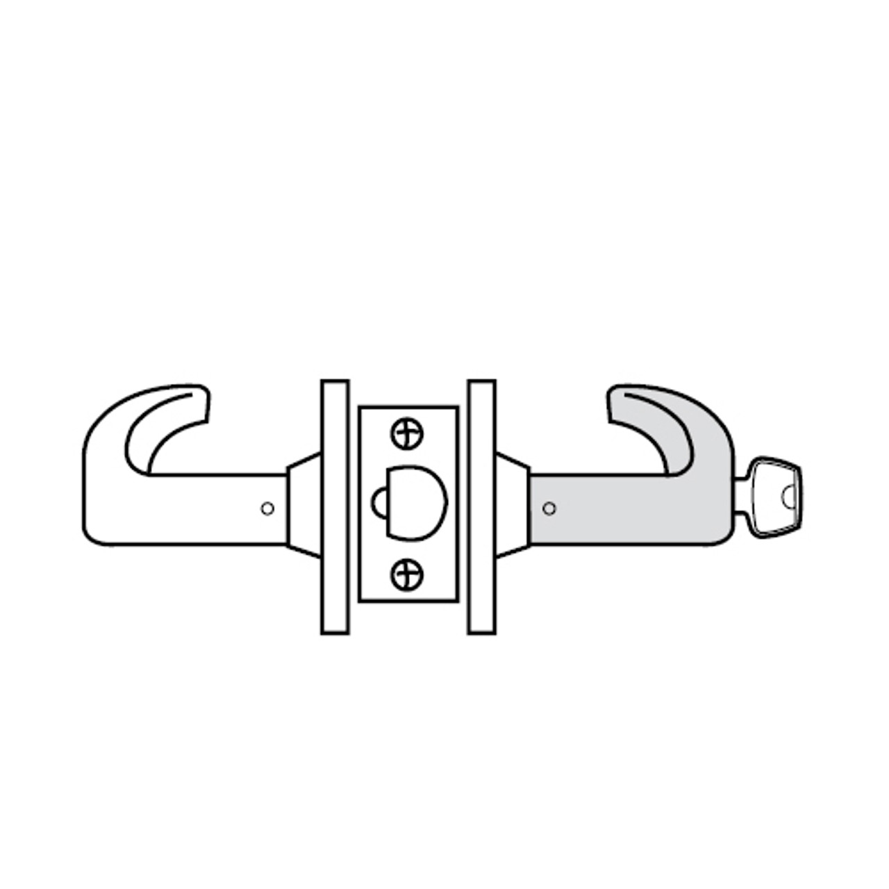 28LC-65G04-KL-26D Sargent 6500 Series Cylindrical Storeroom/Closet Locks with L Lever Design and K Rose Less Cylinder in Satin Chrome