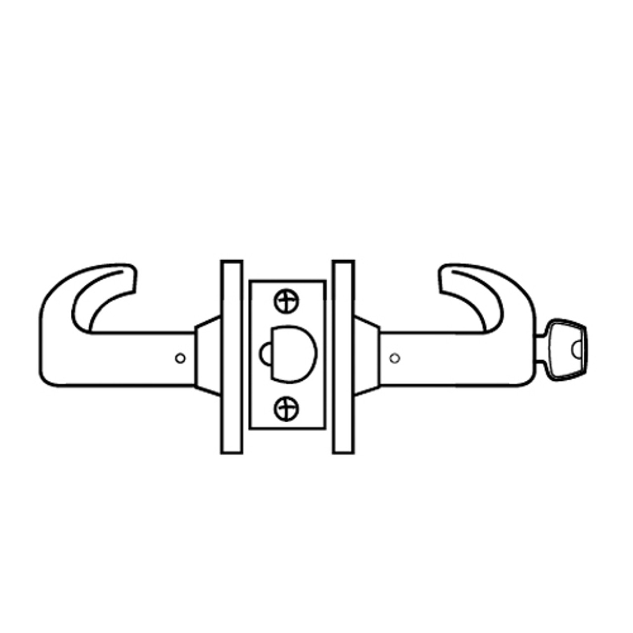 28LC-65G37-KL-10 Sargent 6500 Series Cylindrical Classroom Locks with L Lever Design and K Rose Less Cylinder in Dull Bronze