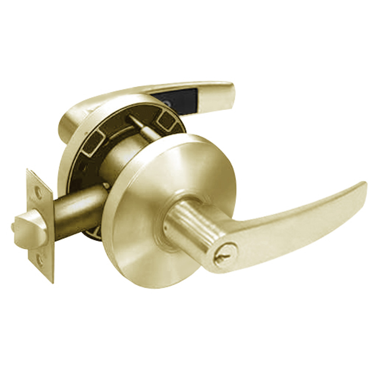 28-65G04-KB-04 Sargent 6500 Series Cylindrical Storeroom/Closet Locks with B Lever Design and K Rose in Satin Brass