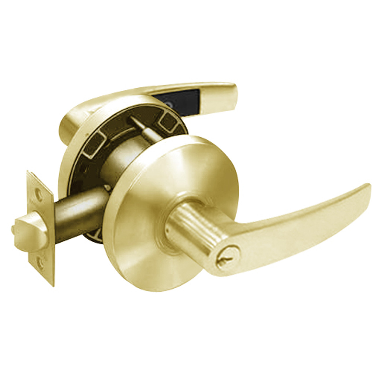 28-65G05-KB-03 Sargent 6500 Series Cylindrical Entrance/Office Locks with B Lever Design and K Rose in Bright Brass