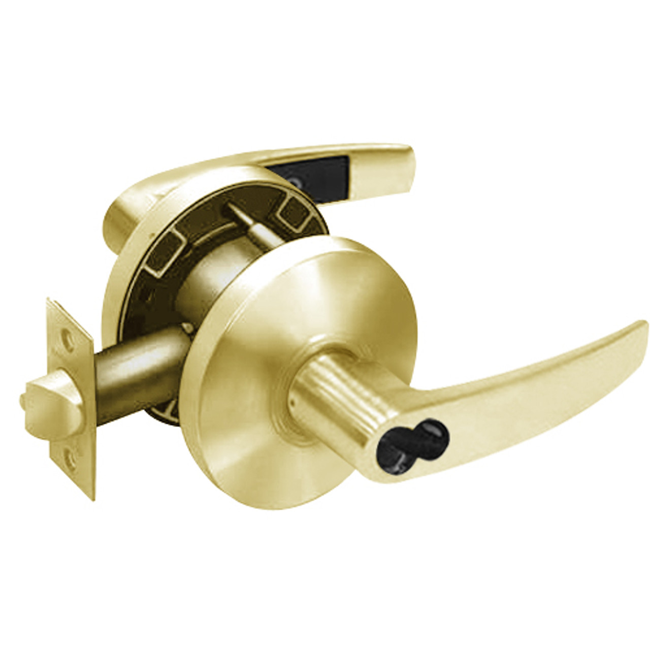 2860-65G04-KB-03 Sargent 6500 Series Cylindrical Storeroom/Closet Locks with B Lever Design and K Rose Prepped for LFIC in Bright Brass