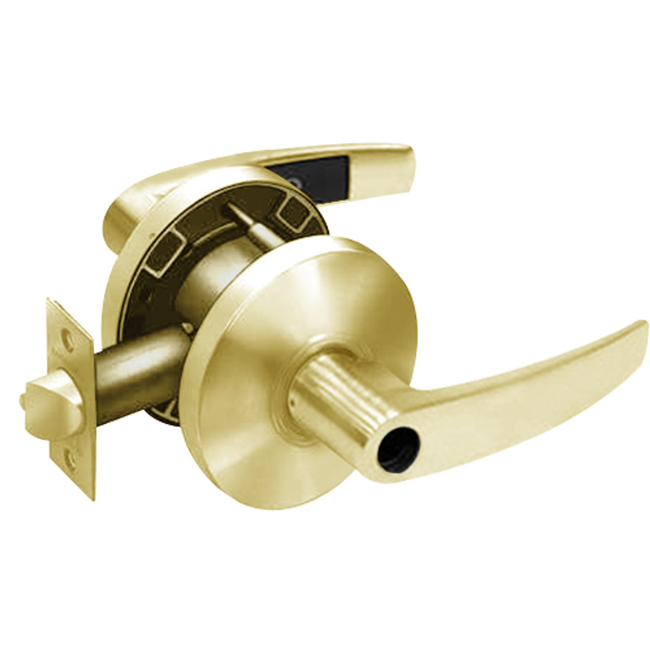 28LC-65G04-KB-03 Sargent 6500 Series Cylindrical Storeroom/Closet Locks with B Lever Design and K Rose Less Cylinder in Bright Brass