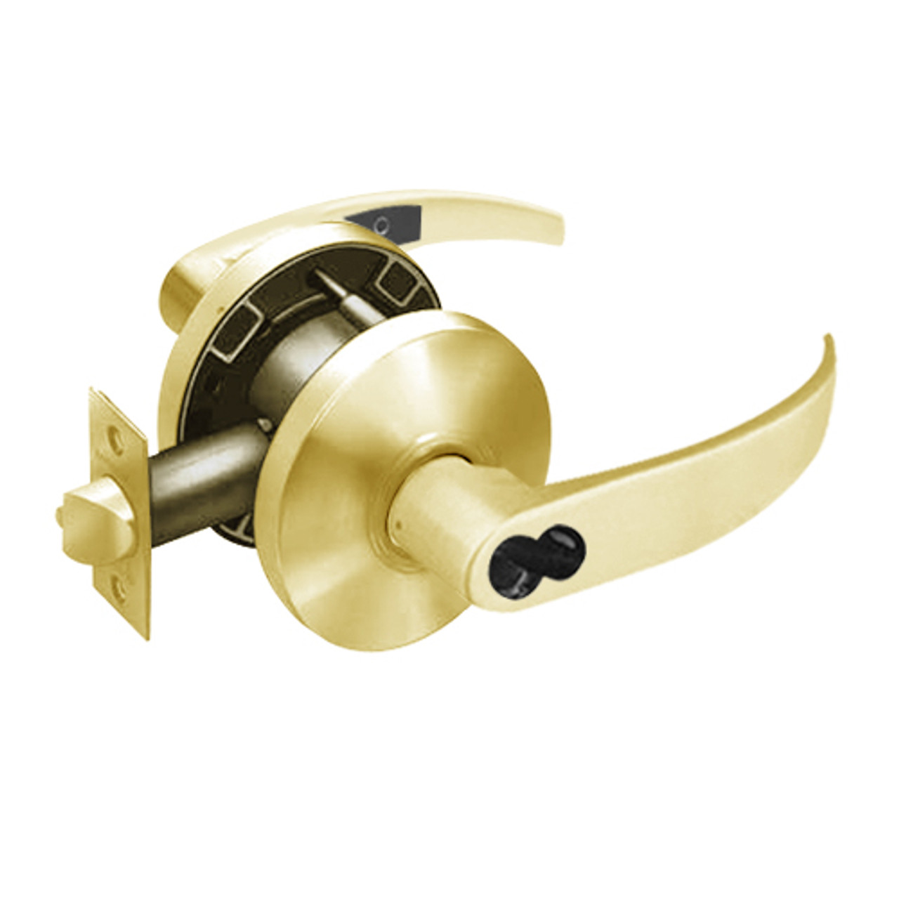 2860-65G04-KP-03 Sargent 6500 Series Cylindrical Storeroom/Closet Locks with P Lever Design and K Rose Prepped for LFIC in Bright Brass