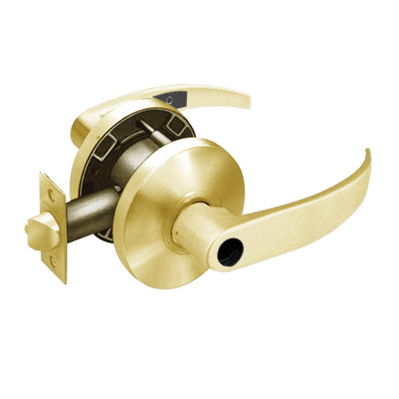 28LC-65G37-KP-03 Sargent 6500 Series Cylindrical Classroom Locks with P Lever Design and K Rose Less Cylinder in Bright Brass