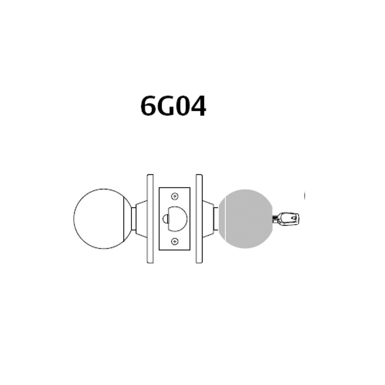28-6G04-OB-26D Sargent 6 Line Series Knob Storeroom/Closet Locks with B Knob Design and O Rose in Satin Chrome