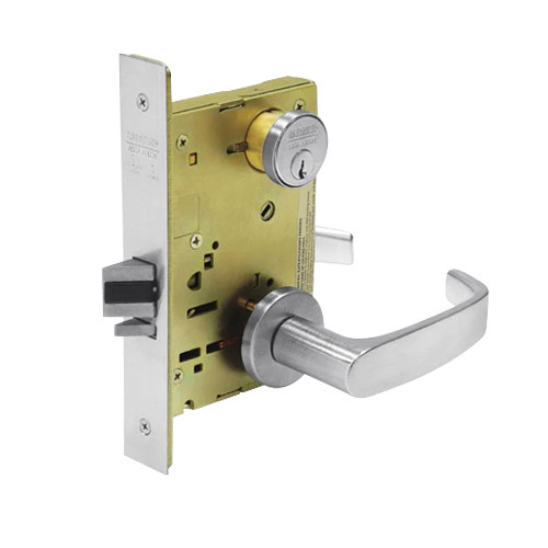 8289-LNL-26 Sargent 8200 Series Holdback Mortise Lock with LNL Lever Trim in Bright Chrome