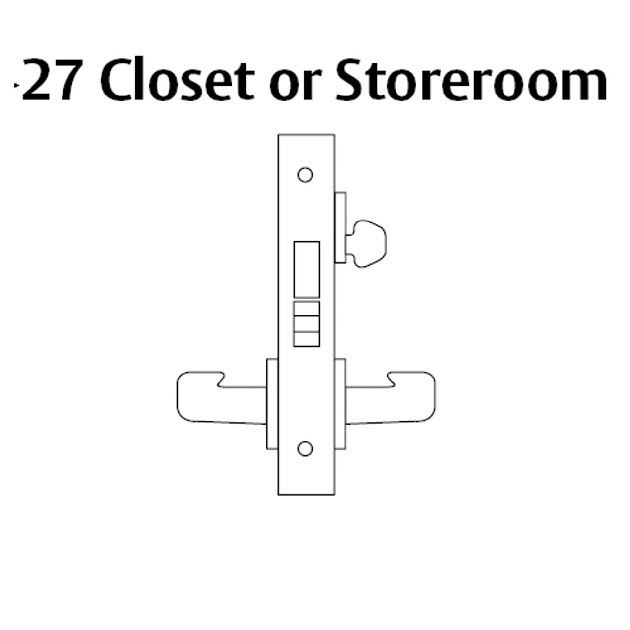 8227-LNL-03 Sargent 8200 Series Closet or Storeroom Mortise Lock with LNL Lever Trim and Deadbolt in Bright Brass