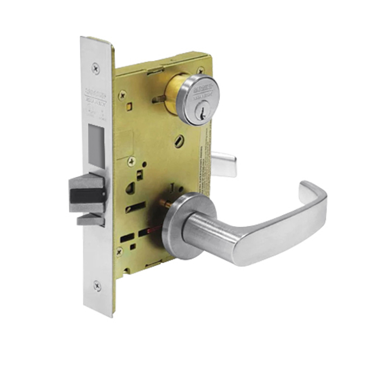 8243-LNL-26 Sargent 8200 Series Apartment Corridor Mortise Lock with LNL Lever Trim and Deadbolt in Bright Chrome