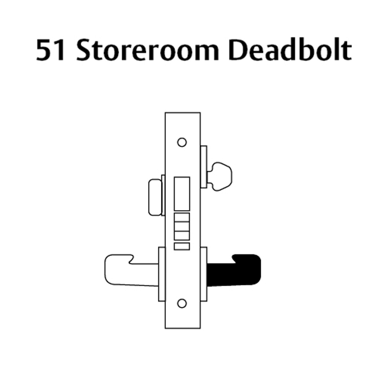 8251-LNL-26 Sargent 8200 Series Storeroom Deadbolt Mortise Lock with LNL Lever Trim and Deadbolt in Bright Chrome