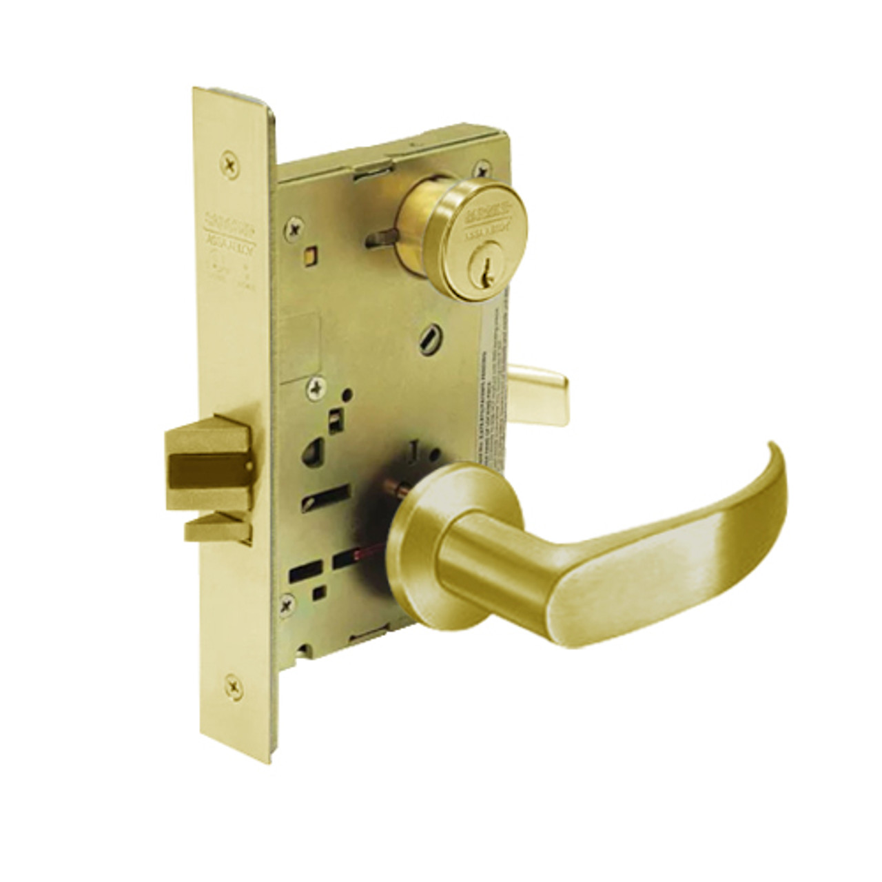 8205-LNP-03 Sargent 8200 Series Office or Entry Mortise Lock with LNP Lever Trim in Bright Brass