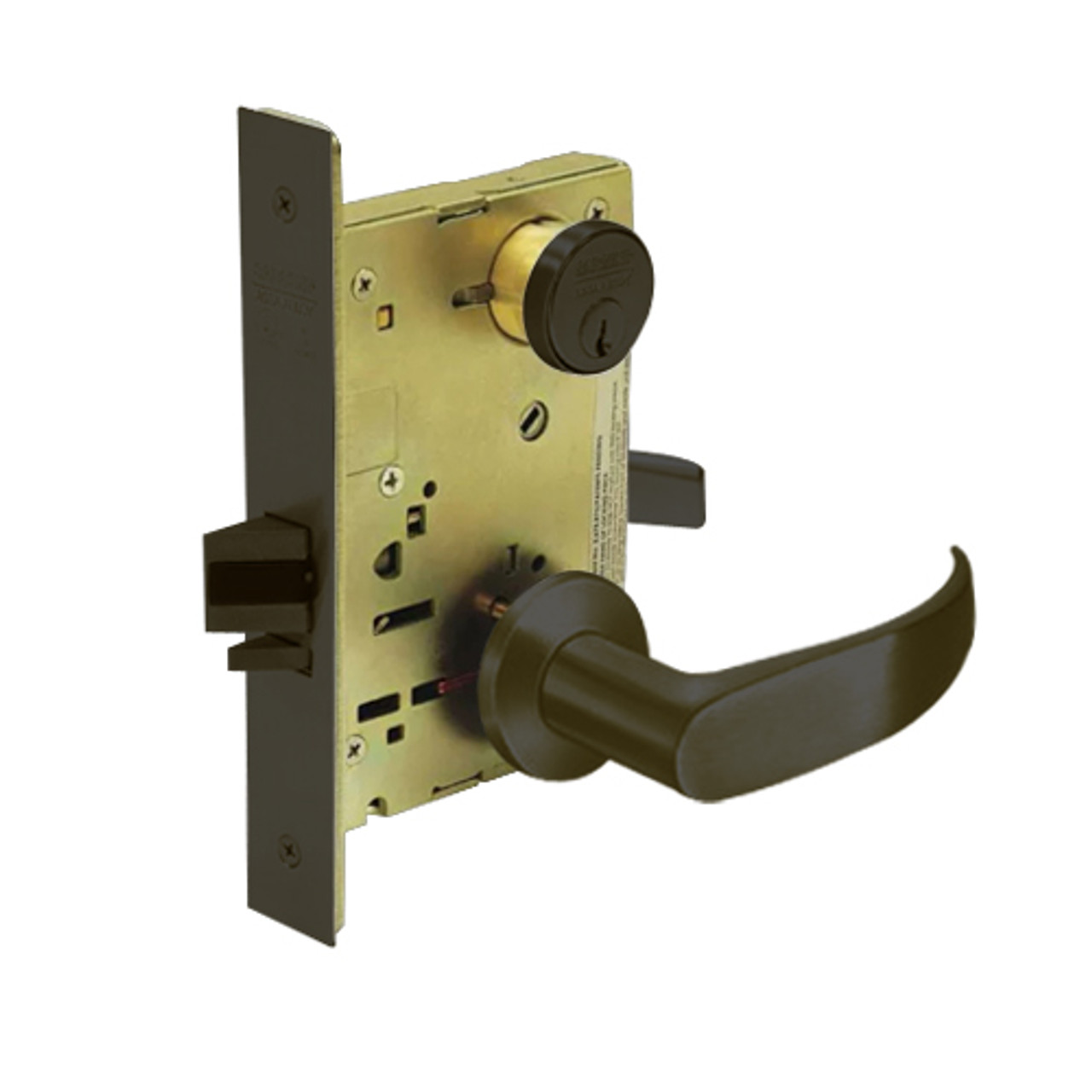 8237-LNP-10B Sargent 8200 Series Classroom Mortise Lock with LNP Lever Trim in Oxidized Dull Bronze