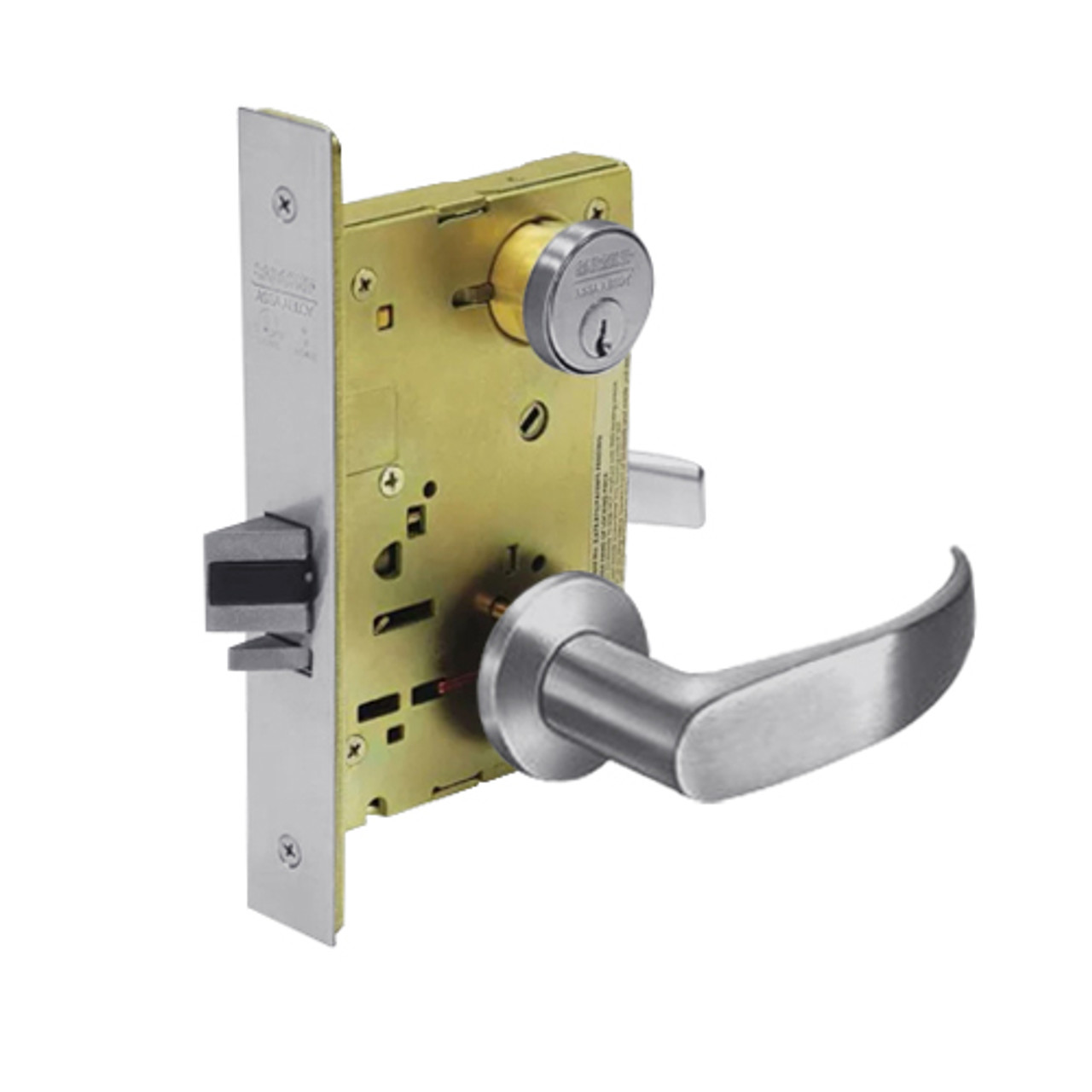 8267-LNP-26D Sargent 8200 Series Institutional Privacy Mortise Lock with LNP Lever Trim in Satin Chrome