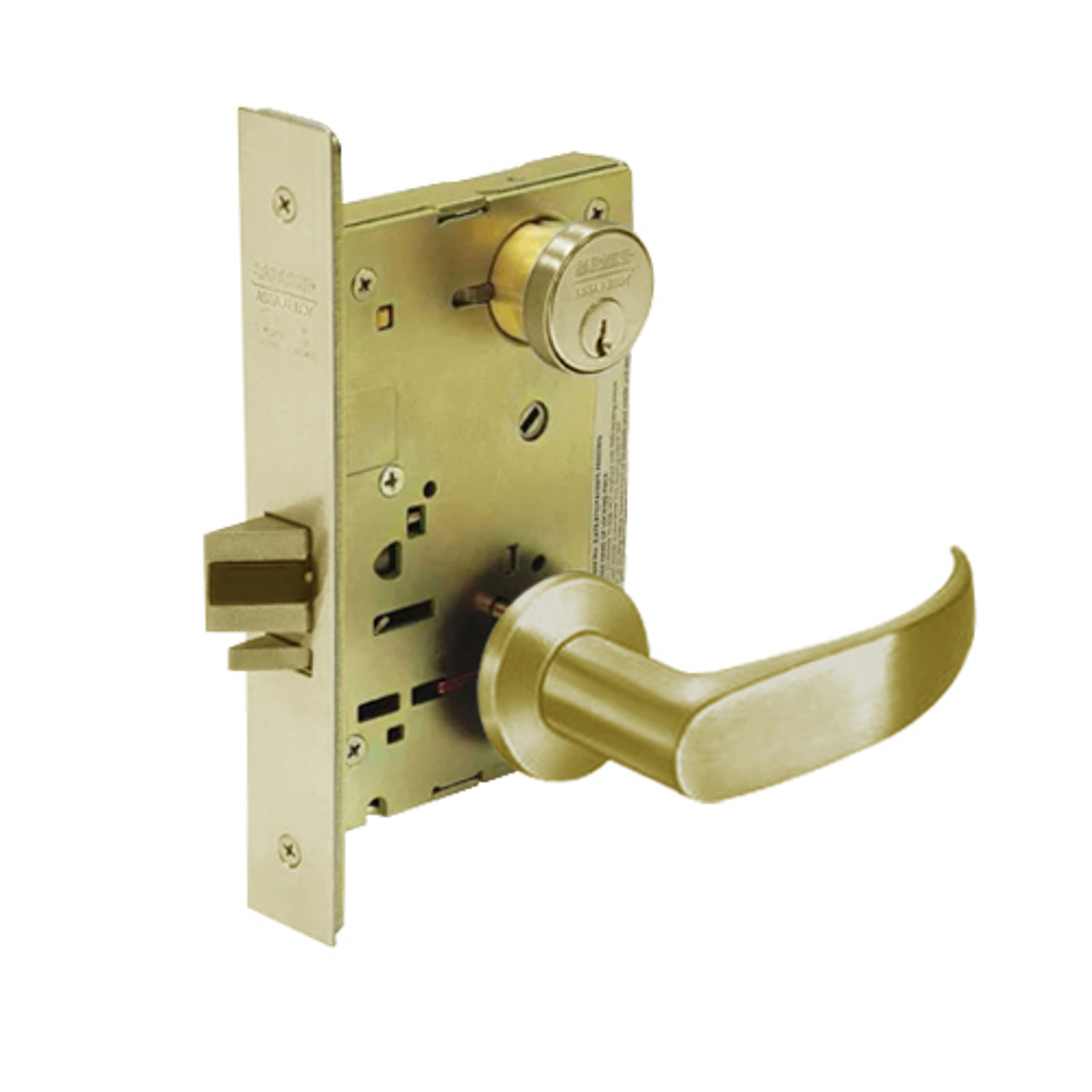 8236-LNP-04 Sargent 8200 Series Closet Mortise Lock with LNP Lever Trim in Satin Brass