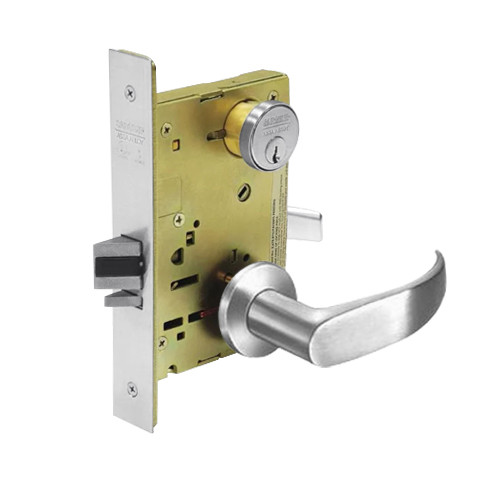 8256-LNP-26 Sargent 8200 Series Office or Inner Entry Mortise Lock with LNP Lever Trim in Bright Chrome