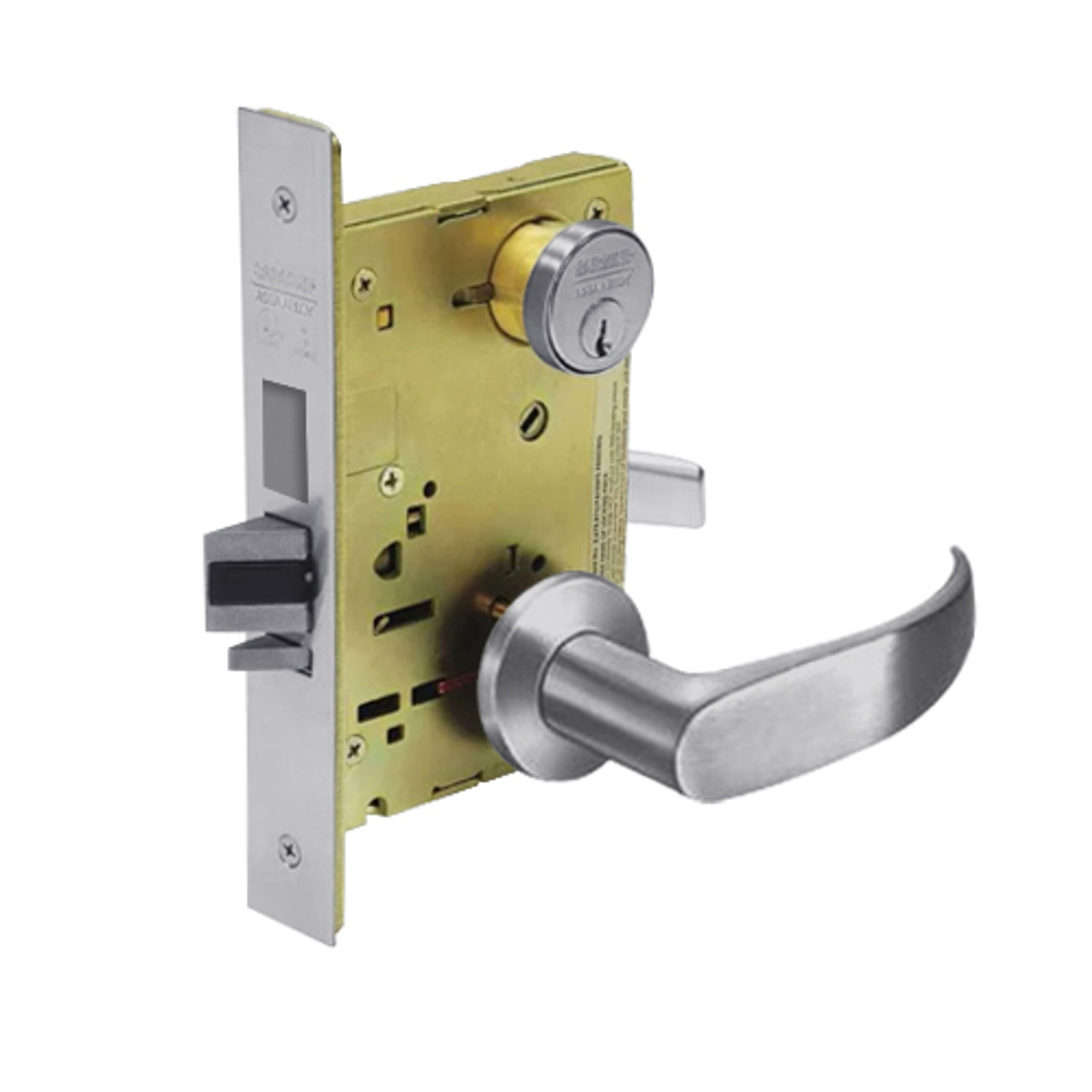 8225-LNP-26D Sargent 8200 Series Dormitory or Exit Mortise Lock with LNP Lever Trim and Deadbolt in Satin Chrome
