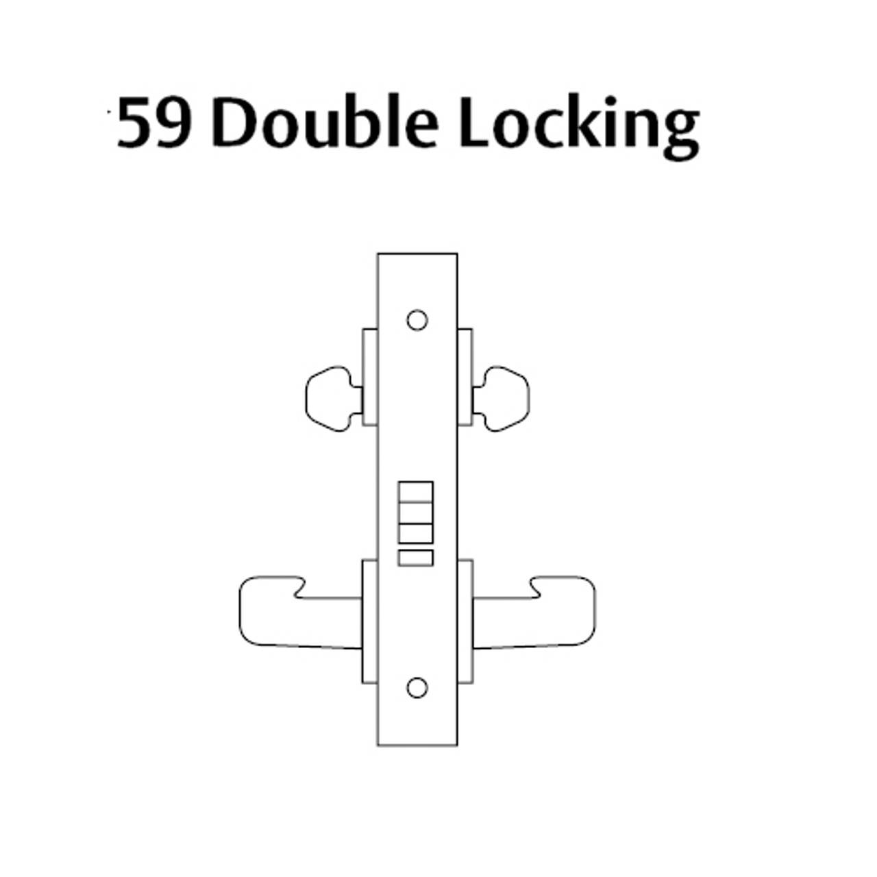 8259-LNP-26 Sargent 8200 Series School Security Mortise Lock with LNP Lever Trim in Bright Chrome