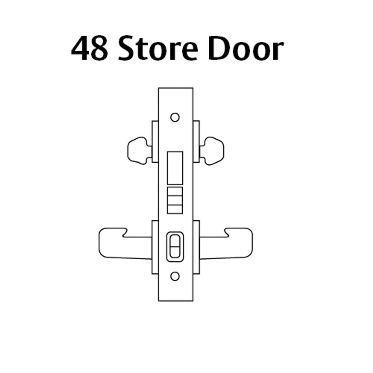 8248-LNL-03 Sargent 8200 Series Store Door Mortise Lock with LNL Lever Trim in Bright Brass