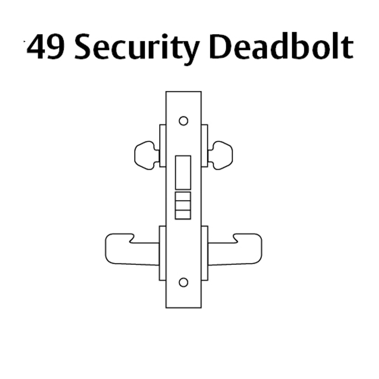 8249-LNL-03 Sargent 8200 Series Security Deadbolt Mortise Lock with LNL Lever Trim in Bright Brass