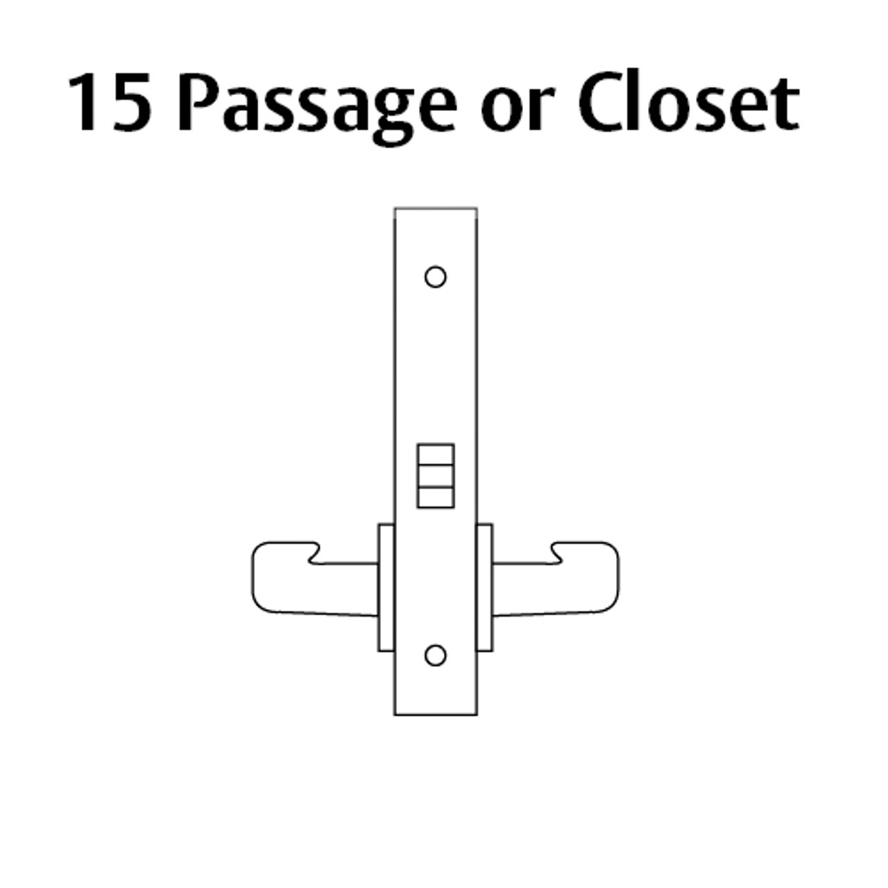 8215-LNP-26 Sargent 8200 Series Passage or Closet Mortise Lock with LNP Lever Trim in Bright Chrome